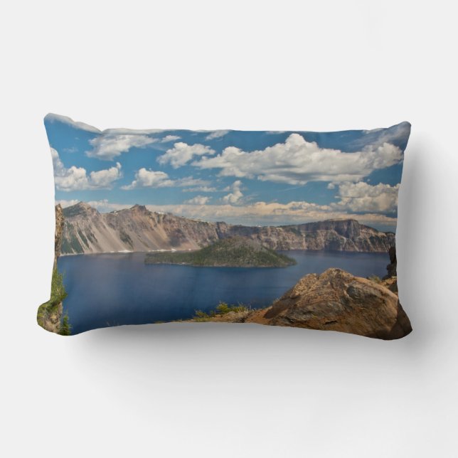 Coussin Rectangle Lac Crater et l'île Wizard, Crater Lake (Recto)