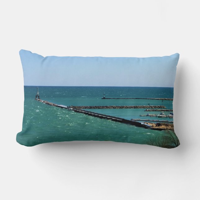 Coussin Rectangle Lac Michigan, Port Washington, Wisconsin (Recto)