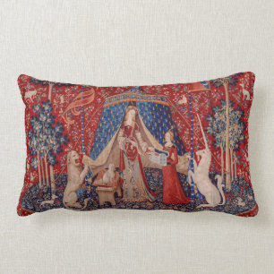 Coussin Rectangle Lady and Unicorn Medieval Tapestry Desire