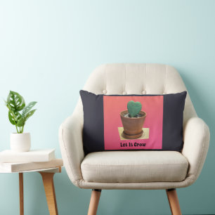 Coussin Rectangle Laisser grandir cactus en forme de coeur