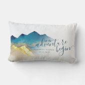 Coussin Rectangle Laisser l'aventure commencer Blue Gold Mountain Ma (Verso)