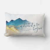 Coussin Rectangle Laisser l'aventure commencer Blue Gold Mountain Ma (Recto)