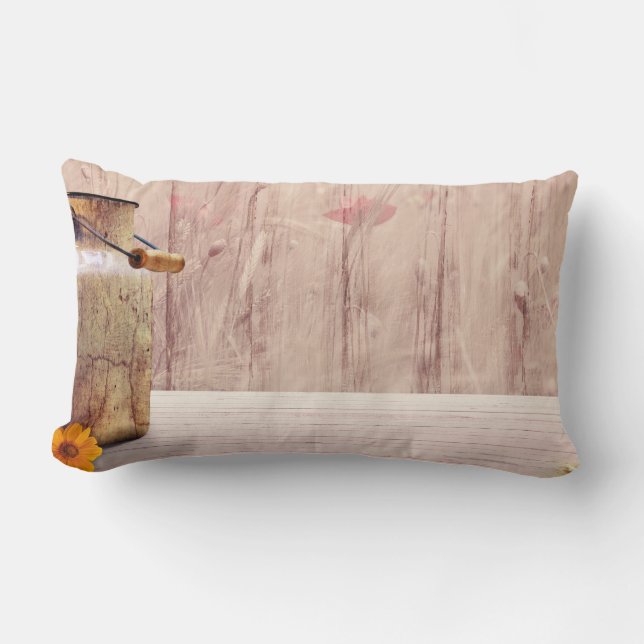 Coussin Rectangle Lait rustique peut style rustique sur bois (Recto)