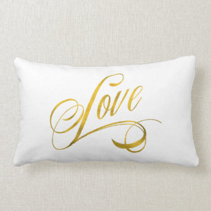 Coussin Rectangle L'aluminium de Faux d'or de citation d'amour cite