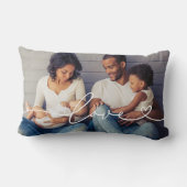 Coussin Rectangle L'amour en script blanc avec le coeur Photo person (Verso)