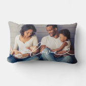 Coussin Rectangle L'amour en script blanc avec le coeur Photo person (Recto)