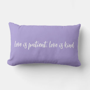 Coussin Rectangle L'amour est patient l'amour est doux lavande