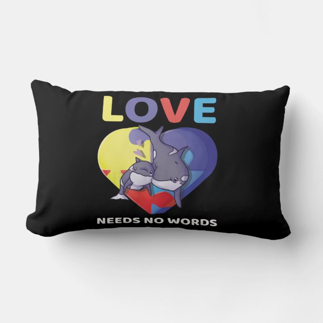 Coussin Rectangle L'amour n'a pas besoin de mots Sensibilisation sur (Recto)