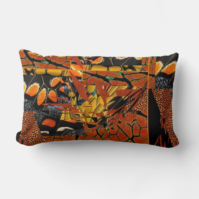 Coussin Rectangle lancer l'oreiller avec rouille, orange et noir (Recto)