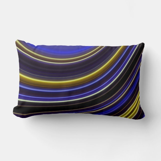 Coussin Rectangle Lancer l'oreiller, Grilles de néon incurvées, Or b (Recto)