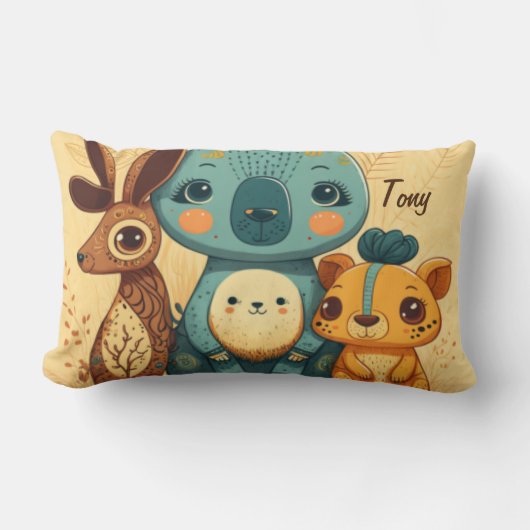 Coussin Rectangle Lapin à fleurs de mûte boho (Recto)