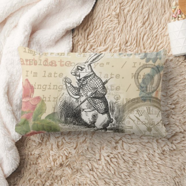Coussin Rectangle Lapin Blanc Aventures d'Alice au Pays des Merveill (Couverture)