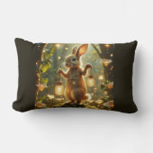 Coussin Rectangle Lapin dans la forêt enchantée (Recto)