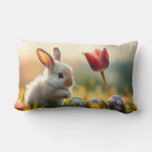 Coussin Rectangle Lapin de Pâques au printemps (Verso)