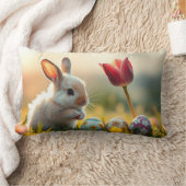 Coussin Rectangle Lapin de Pâques au printemps (Couverture)