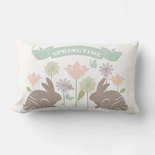 Coussin Rectangle lapin de Pâques vintage moderne