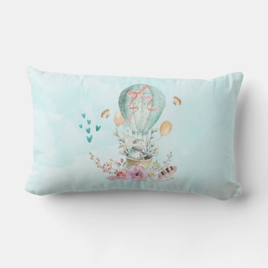 Coussin Rectangle Lapin Whimsical équitation dans un ballon à air ch (Verso)