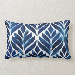 Coussin Rectangle L'aquarelle de cobalt couvre de tuiles IV