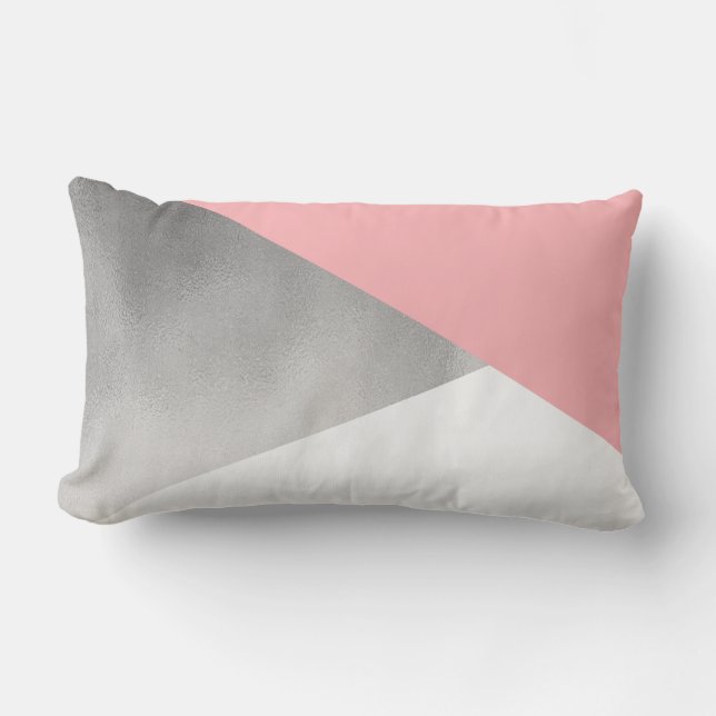 Coussin Rectangle l'argent moderne élégant de faux rougissent (Recto)