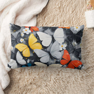 Coussin Rectangle L'art acrylique aux papillons colorés,