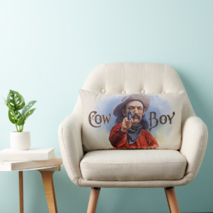 Coussin Rectangle L'art des étiquettes de cigare vintage, Cowboy att
