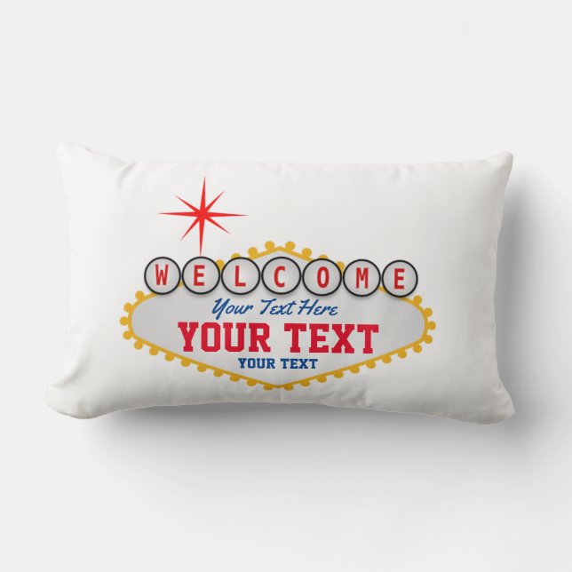 Coussin Rectangle Las Vegas Bienvenue Votre Texte (Recto)