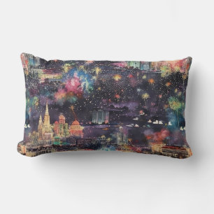 Coussin Rectangle Las Vegas Noël & Nouvel An en aquarelles