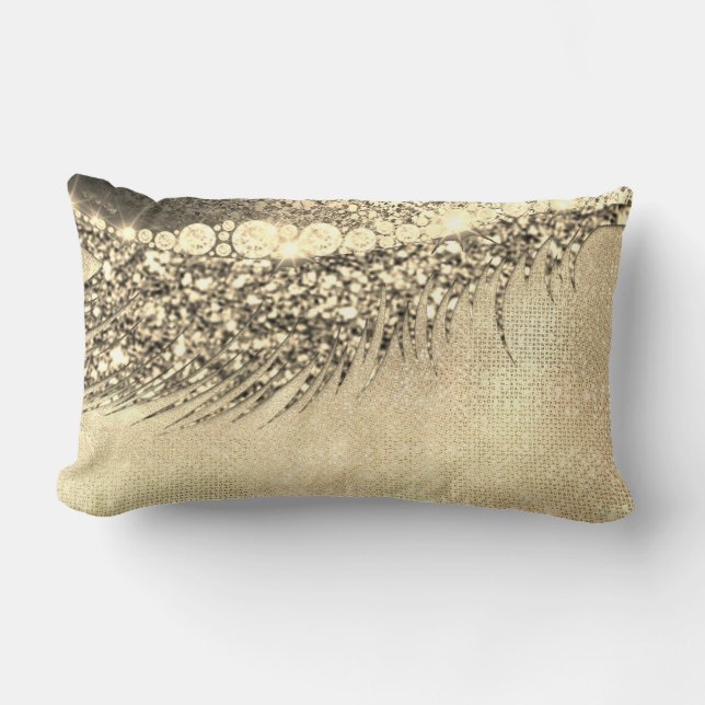 Coussin Rectangle Lash de maquillage Gold Lux Champagne Spark (Recto)