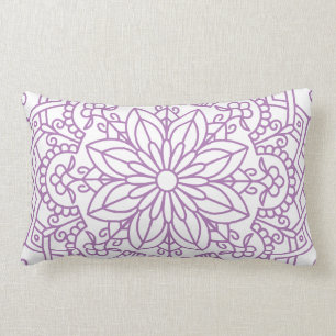 Coussin Rectangle Lavande et mandala floral blanc