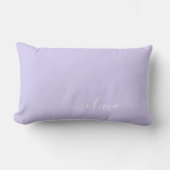 Coussin Rectangle Lavande Purple Girl Script Monogramme Nom Moderne (Recto)