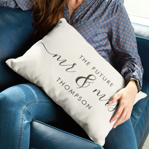 Coussin Rectangle L'avenir M. et Mme Elegant Script Calligraphy