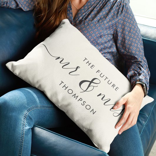 Coussin Rectangle L'avenir M. et Mme Elegant Script Calligraphy