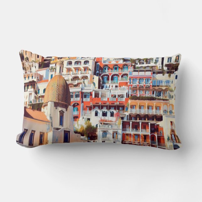 Coussin Rectangle ldp POSITANO - ville - église Père Noël Maria Assu (Recto)
