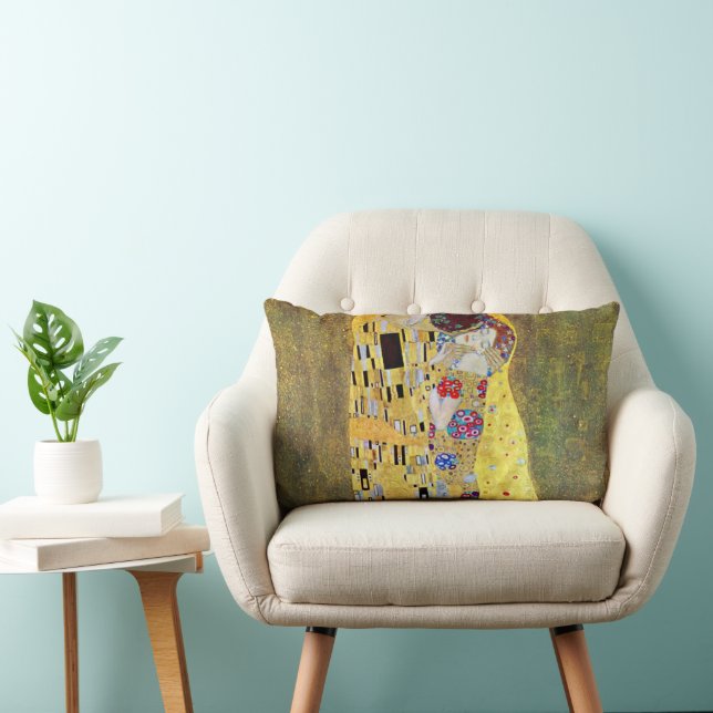 Coussin Rectangle Le Baiser (original Der Kuss) de Gustav Klimt (Chaise)