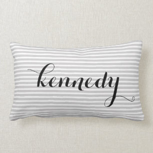 Coussin Rectangle Le blanc gris barre le monogramme fait sur