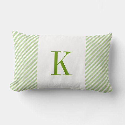 Coussin Rectangle Le blanc vert clair barre le monogramme vert (Recto)