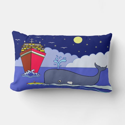 Coussin Rectangle Le capitaine Kayak sauvé par une baleine (Recto)