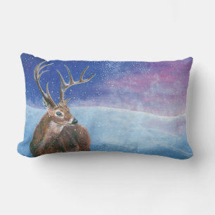 Coussin Rectangle Le Cerf rouge Cervus elaphus et paysage hivernal