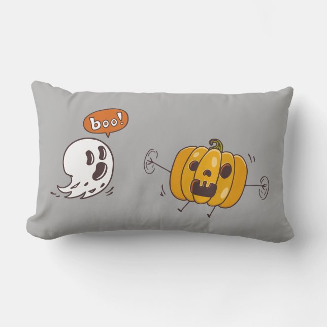 Coussin Rectangle Le citrouille et le fantôme de Halloween huent le (Recto)