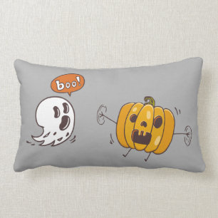 Coussin Rectangle Le citrouille et le fantôme de Halloween huent le