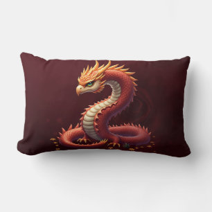 Coussin Rectangle Le dragon serpent doré.
