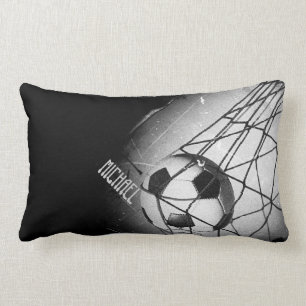 Coussin Rectangle Le football grunge vintage frais dans le but