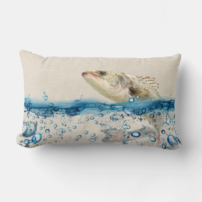 Coussin Rectangle Le gros poisson qui saute hors de l'eau (Recto)