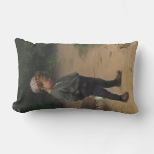 Coussin Rectangle Le jeune biologiste avec une grenouille (par Paul