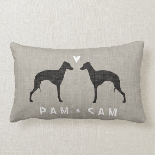 Coussin Rectangle Le lévrier italien silhouette l'amour -