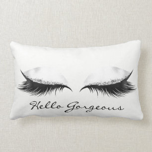Coussin Rectangle Le maquillage métallique gris blanc fouette