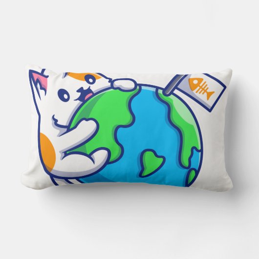 Coussin Rectangle Le monde à tes pattes mignonne (Recto)