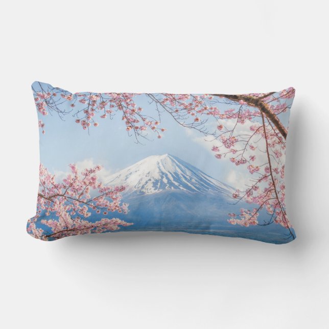 Coussin Rectangle Le mont Fuji | Lac Kawaguchiko | Printemps Au Japo (Recto)