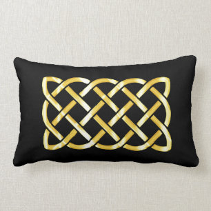 Coussin Rectangle Le noeud celte d'or contre un Arrière - plan noir