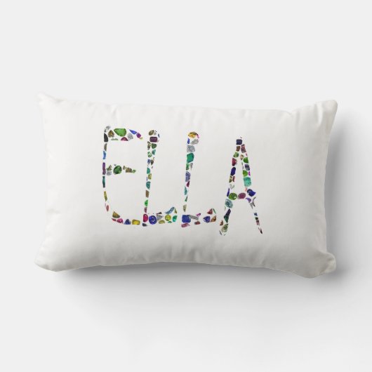 Coussin Rectangle Le nom ELLA fait de pierres précieuses (Verso)